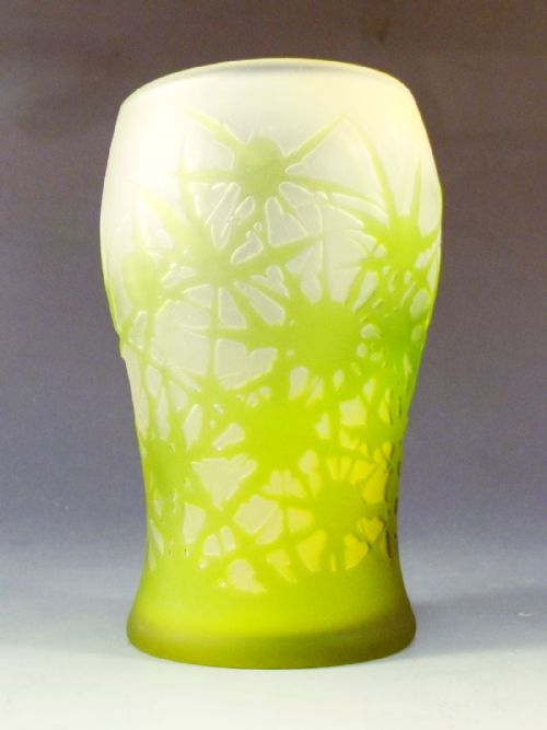 EMILE GALLE 3 COLOUR CAMEO GLASS THISTLE VASE - ADDITIONAL PHOTO 1
