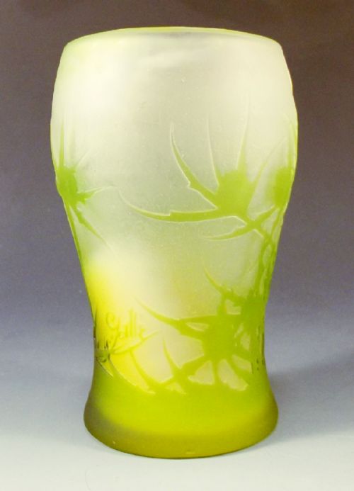 EMILE GALLE 3 COLOUR CAMEO GLASS THISTLE VASE - ADDITIONAL PHOTO 2
