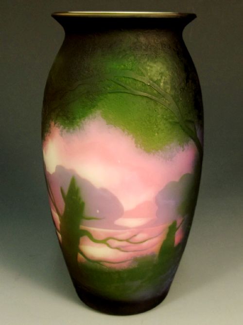 muller fres maiden by the river 4colour cameo glass vase - CATEGORY: ANTIQUE VASES - DATED 1900
