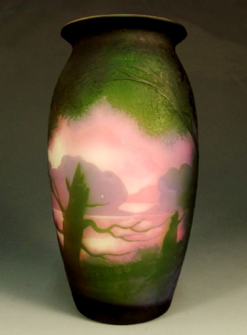 MULLER FRES MAIDEN BY THE RIVER 4COLOUR CAMEO GLASS VASE - ADDITIONAL PHOTO 1