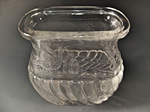 BACCARAT ROCK CRYSTAL CUT GLASS VASE GEESE ON A POND - ADDITIONAL PHOTO 6