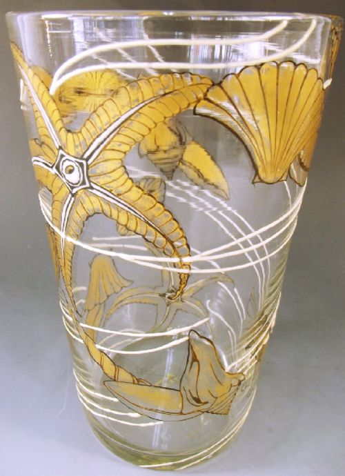 french gilt enamelled sea shell vase signed - CATEGORY: ANTIQUE VASES - DATED 1900