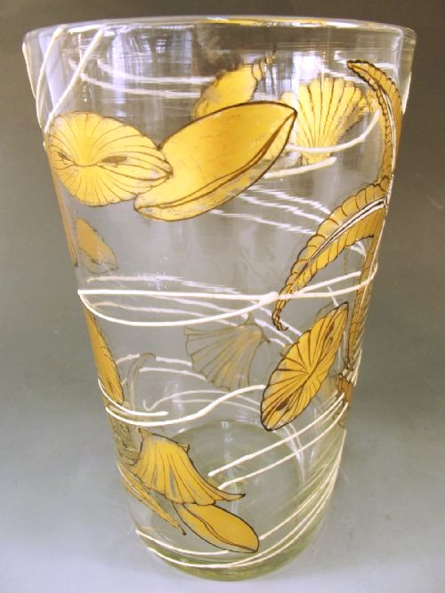 FRENCH GILT ENAMELLED SEA SHELL VASE SIGNED - ADDITIONAL PHOTO 1