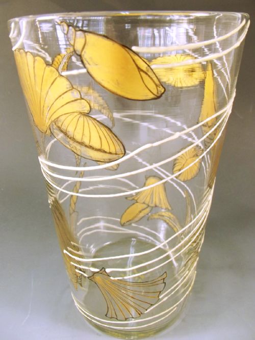 FRENCH GILT ENAMELLED SEA SHELL VASE SIGNED - ADDITIONAL PHOTO 3