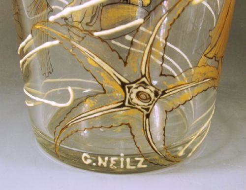 FRENCH GILT ENAMELLED SEA SHELL VASE SIGNED - ADDITIONAL PHOTO 5