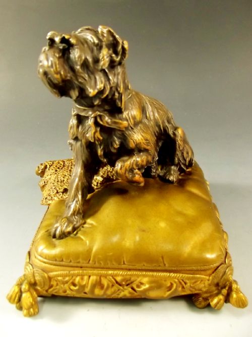 19th century french ormolu terrier dog trinket box - CATEGORY: ANTIQUE BOXES - DATED 1860