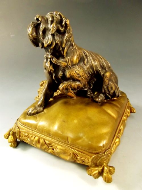 19TH CENTURY FRENCH ORMOLU TERRIER DOG TRINKET BOX - ADDITIONAL PHOTO 7