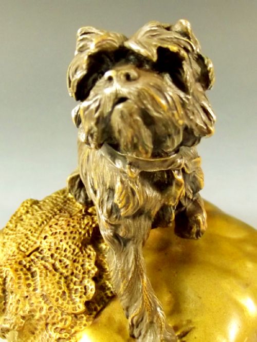 19TH CENTURY FRENCH ORMOLU TERRIER DOG TRINKET BOX - ADDITIONAL PHOTO 8