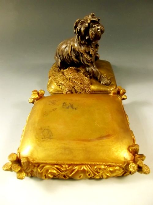 19TH CENTURY FRENCH ORMOLU TERRIER DOG TRINKET BOX - ADDITIONAL PHOTO 10