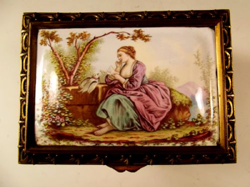 LARGE 19TH CENTURY FRENCH ENAMEL ORMOLU CASKET - ADDITIONAL PHOTO 1