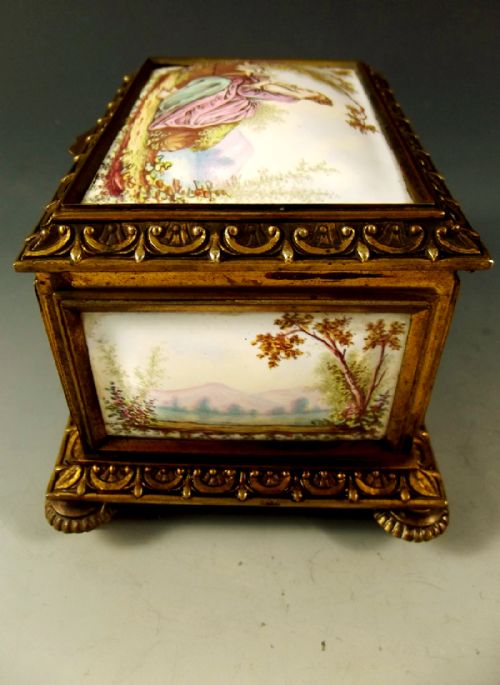 LARGE 19TH CENTURY FRENCH ENAMEL ORMOLU CASKET - ADDITIONAL PHOTO 4