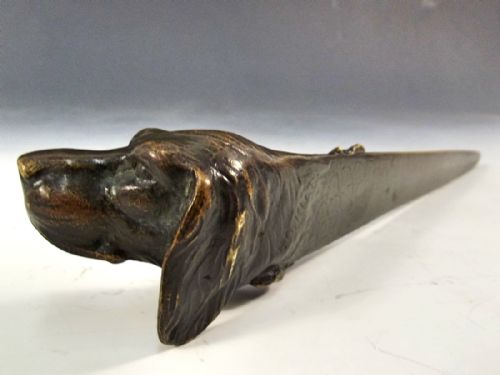 AUSTRIAN BRONZE DOG HEAD LETTER OPENER SIGNED - ADDITIONAL PHOTO 2