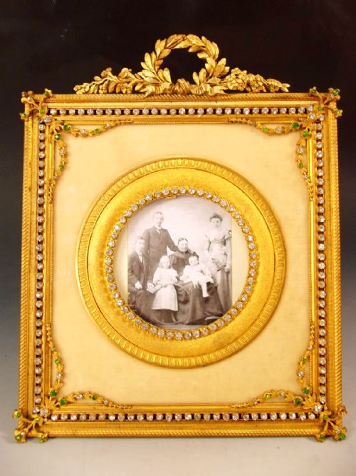 french ormolu rhinestone encrusted photo frame - CATEGORY: ANTIQUE MISCELLANEOUS - DATED 19TH CENTURY