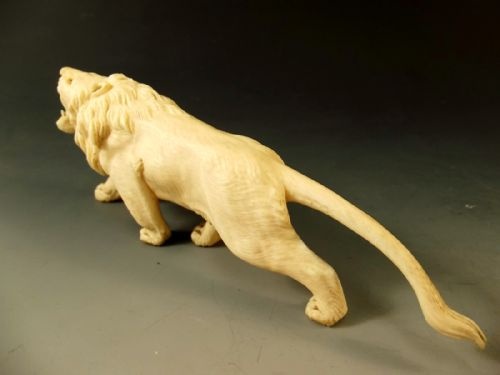 JAPANESE MEIJI PERIOD IVORY ROARING LION OKIMONO - ADDITIONAL PHOTO 5