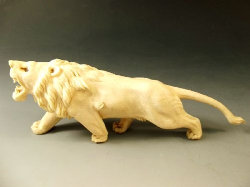 JAPANESE MEIJI PERIOD IVORY ROARING LION OKIMONO - ADDITIONAL PHOTO 6