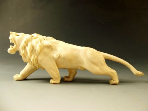 JAPANESE MEIJI PERIOD IVORY ROARING LION OKIMONO - ADDITIONAL PHOTO 7