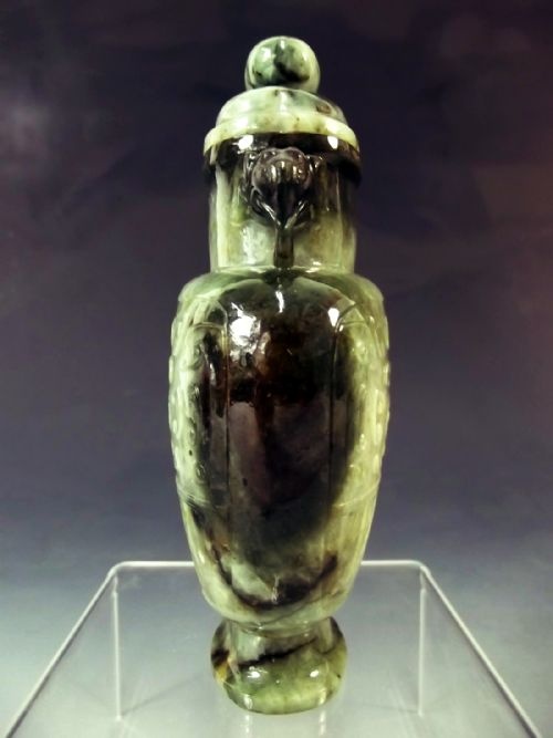 CHINESE CARVED JADE VASE COVER C1900 - ADDITIONAL PHOTO 2