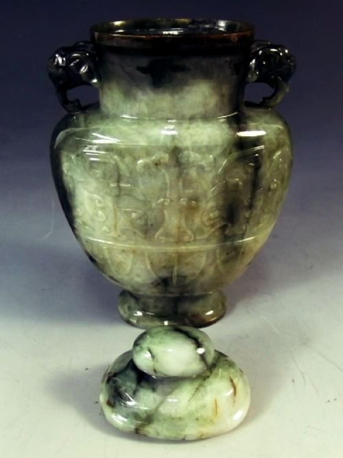 CHINESE CARVED JADE VASE COVER C1900 - ADDITIONAL PHOTO 6
