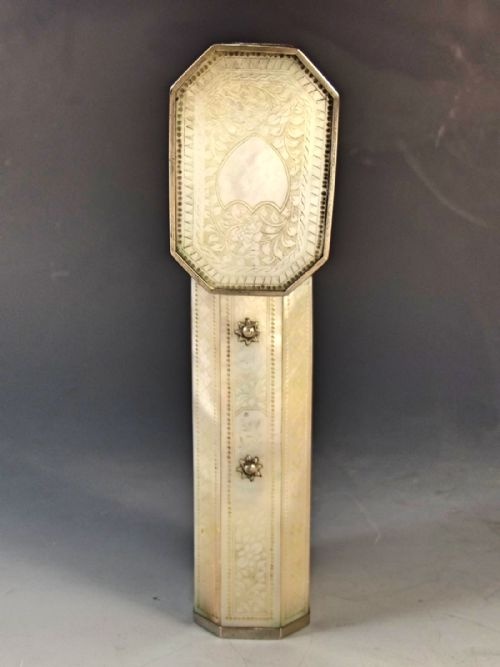 CHINESE SILVER ENGRAVED MOTHER OF PEARL CANISTER C1820 - ADDITIONAL PHOTO 5