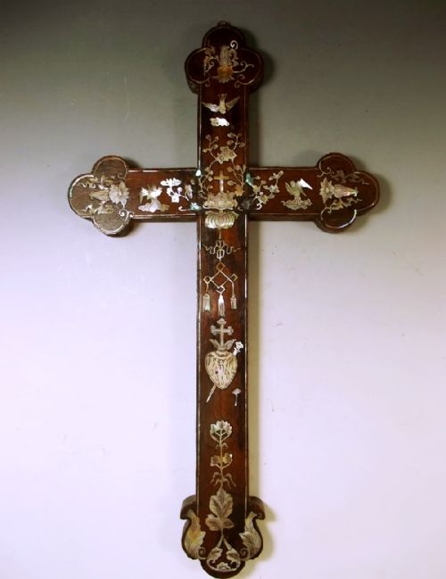 chinese hardwood inlaid mother of pearl cross c1820 - CATEGORY: ANTIQUE MISCELLANEOUS - DATED 1800