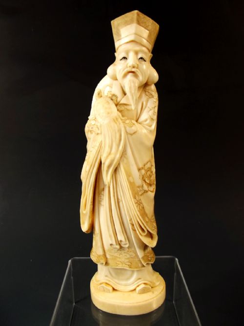 japanese meiji period ivory okimono of a scholar - CATEGORY: ANTIQUE MISCELLANEOUS - DATED 1890