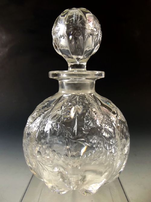 large stevens williams lobed cut glass perfume bottle - CATEGORY: ANTIQUE GLASS - DATED 1890
