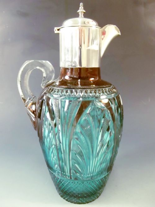 stevens williams silver mounted claret jug by john orchard 1888 - CATEGORY: ANTIQUE SILVER - DATED 1890