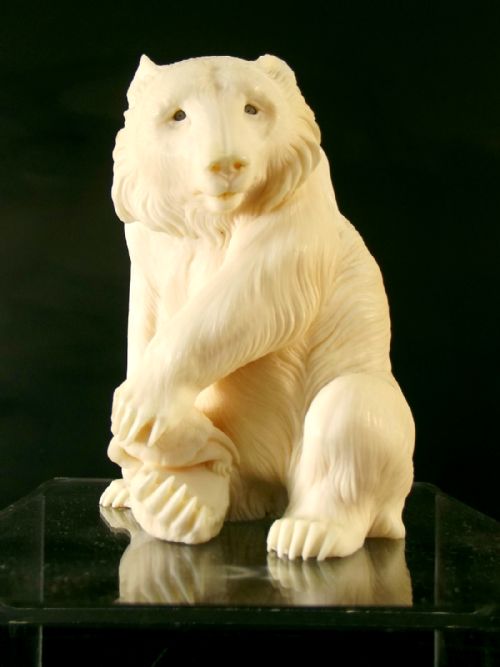 japanese meiji period ivory okimono bear with terrapin - CATEGORY: ANTIQUE MISCELLANEOUS - DATED 1890