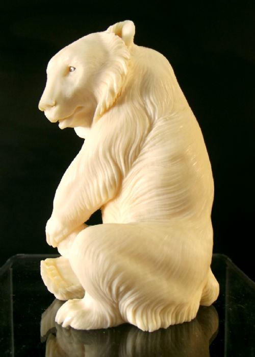 JAPANESE MEIJI PERIOD IVORY OKIMONO BEAR WITH TERRAPIN - ADDITIONAL PHOTO 4