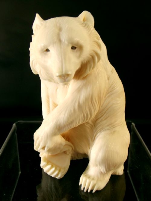JAPANESE MEIJI PERIOD IVORY OKIMONO BEAR WITH TERRAPIN - ADDITIONAL PHOTO 5