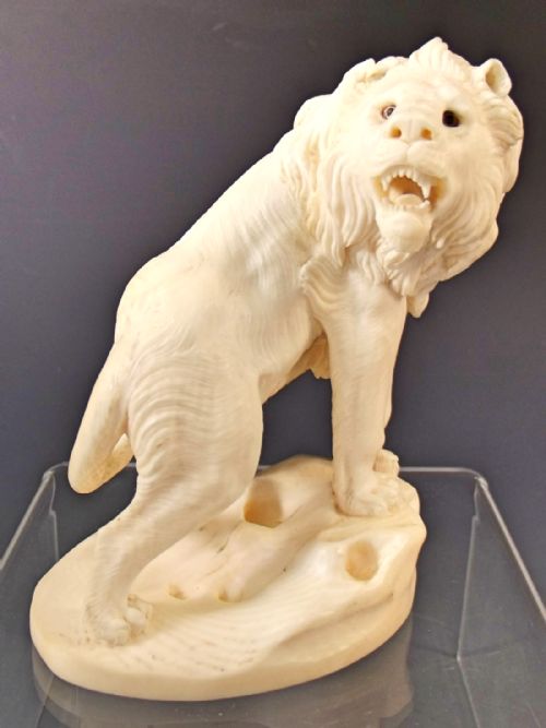 japanese meiji period carved ivory lion okimono - CATEGORY: ANTIQUE MISCELLANEOUS - DATED 1890
