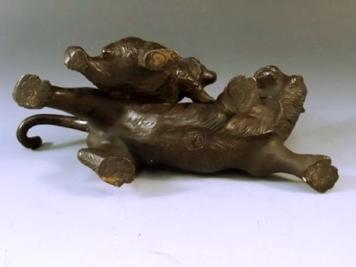 JAPANESE MEIJI PERIOD TIGER AND BEAR BRONZE OKIMONO SEIYA - ADDITIONAL PHOTO 6