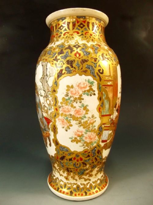 LARGE PAIR JAPANESE SATSUMA VASES MEIJI PERIOD - ADDITIONAL PHOTO 7