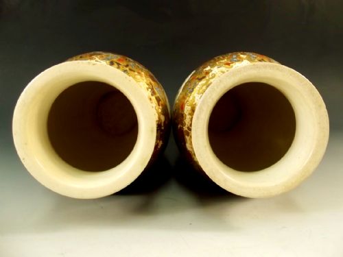 LARGE PAIR JAPANESE SATSUMA VASES MEIJI PERIOD - ADDITIONAL PHOTO 11