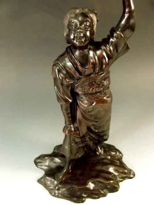 JAPANESE BRONZE TEMPLE ATTENDANT FIGURE MEIJI PERIOD - ADDITIONAL PHOTO 1