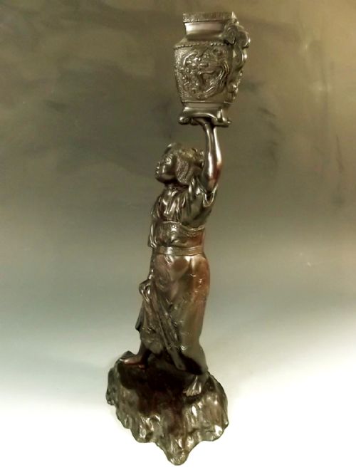 JAPANESE BRONZE TEMPLE ATTENDANT FIGURE MEIJI PERIOD - ADDITIONAL PHOTO 2
