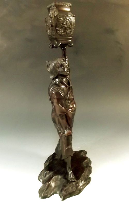 JAPANESE BRONZE TEMPLE ATTENDANT FIGURE MEIJI PERIOD - ADDITIONAL PHOTO 4