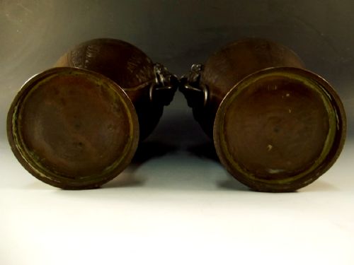 LARGE PAIR CHINESE BRONZE ARCHAIC STYLE VASES C1900 - ADDITIONAL PHOTO 3