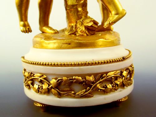 FRENCH ORMOLU CARRARA MARBLE PUTTI CANDLESTICK C1860 - ADDITIONAL PHOTO 3