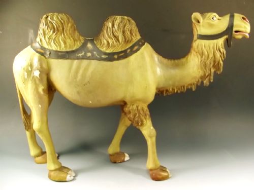 large continental carved wood painted gesso camel figurine c1900 - CATEGORY: ANTIQUE MISCELLANEOUS - DATED 1900