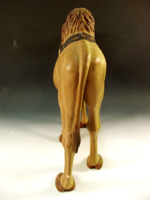 LARGE CONTINENTAL CARVED WOOD PAINTED GESSO CAMEL FIGURINE C1900 - ADDITIONAL PHOTO 3