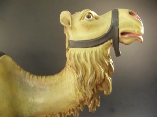 LARGE CONTINENTAL CARVED WOOD PAINTED GESSO CAMEL FIGURINE C1900 - ADDITIONAL PHOTO 4