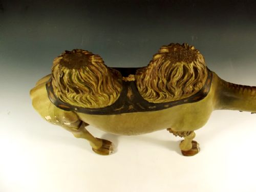 LARGE CONTINENTAL CARVED WOOD PAINTED GESSO CAMEL FIGURINE C1900 - ADDITIONAL PHOTO 6