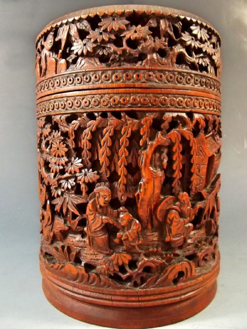 19TH CENTURY CHINESE CARVED BAMBOO BOX AND COVER - ADDITIONAL PHOTO 3