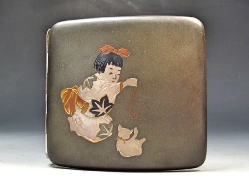 JAPANESE MIXED METAL SHIBUICHI CIGARETTE CASE BY OKUBO BROTHERS - ADDITIONAL PHOTO 2