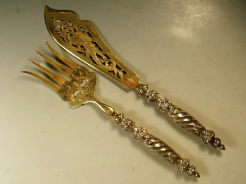 german 800 silver chased fish servers c1910 - CATEGORY: ANTIQUE SILVER - DATED 1910