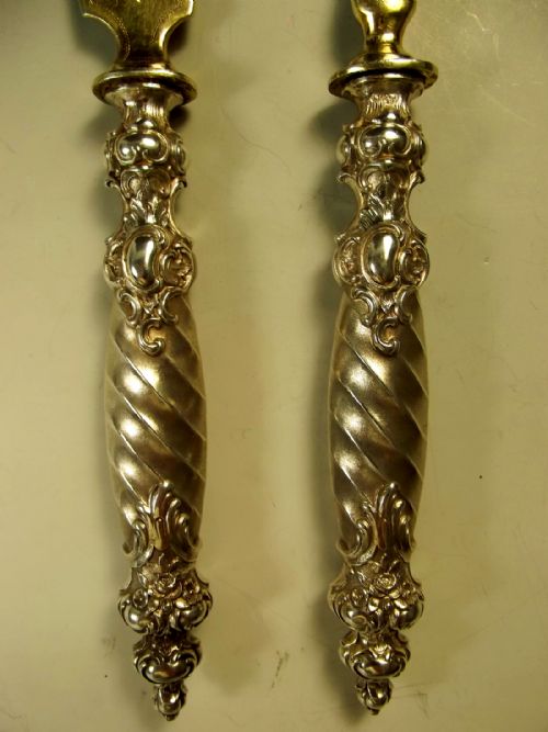 GERMAN 800 SILVER CHASED FISH SERVERS C1910 - ADDITIONAL PHOTO 3