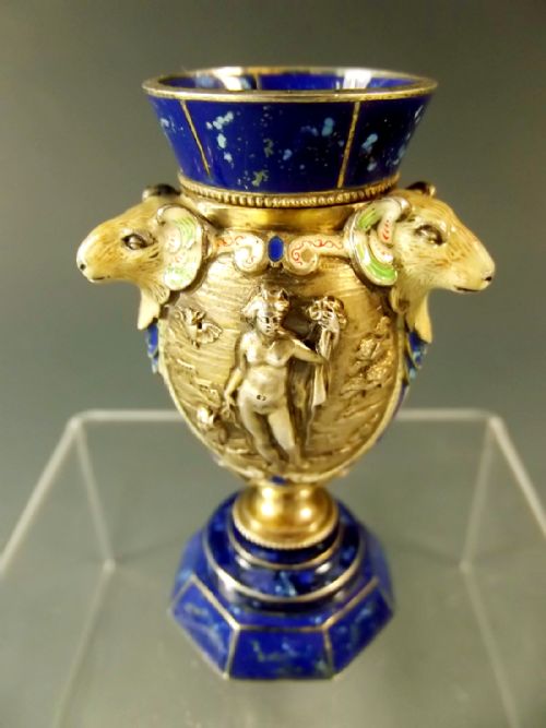 viennese silver enamel vase hermann ratzersdorfer c1845 - CATEGORY: ANTIQUE VASES - DATED 1850