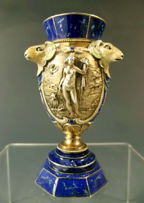 VIENNESE SILVER ENAMEL VASE HERMANN RATZERSDORFER C1845 - ADDITIONAL PHOTO 1