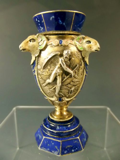 VIENNESE SILVER ENAMEL VASE HERMANN RATZERSDORFER C1845 - ADDITIONAL PHOTO 2